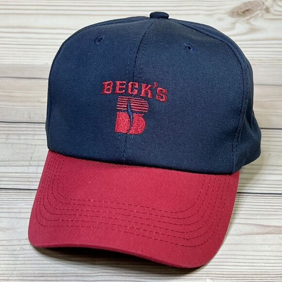 Beck's Hybrid Seed Unisex Adult Small/Teens Snapback Hat Dad Cap Red Blue Farm - Picture 11 of 12